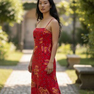 NEW House of Harlow Red Sun Dress Women’s Size Small  Long A-Line Open Back NWT